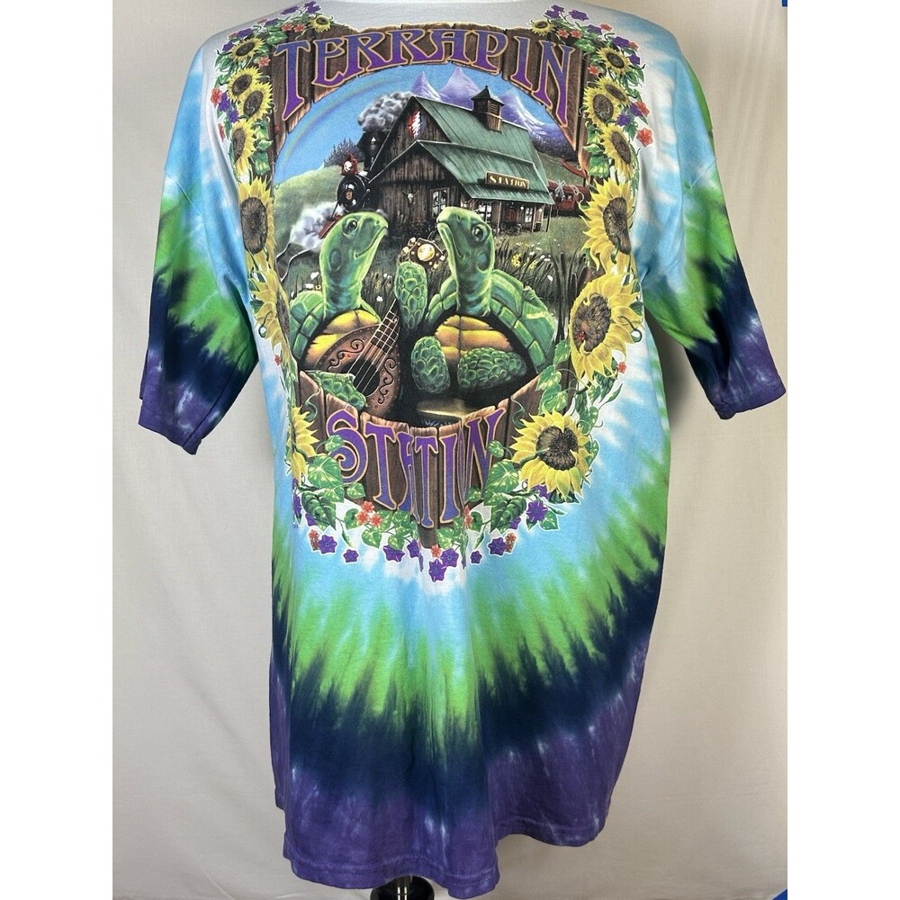 VTG 1999 Grateful Dead Terrapin Station Tie Dye T Shirt XL Liquid Blue Turtles